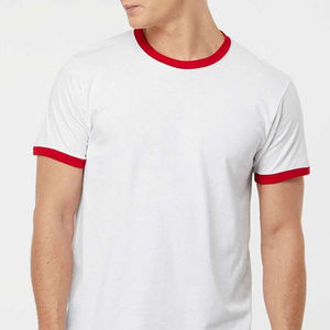 Mens 3055 Short Sleeve Ringer Tee Solid Pattern Wholesale Bulk T Shirts Ringer T Shirt Manufacturer - Product Image 1