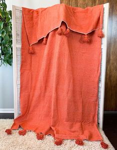 Bohemian Cotton Throw <b>Blanket</b> Solid White Teal Tassels Rectangular Woven Decorative Bedding Home All-Season - Product Image 3