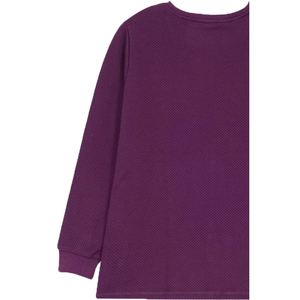Sweat-shirt en molleton brodé pour femme, écologique, violet, respirant, polyester/coton, col rond, manches régulières, uni, hiver - Product Image 6