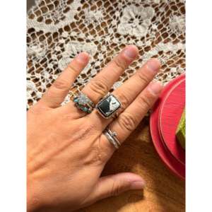 Navajo Handmade White Buffalo Gemstone <b>Ring</b> Natural Stone Sterling <b>Silver</b> Boho Style <b>Statement</b> <b>Ring</b> Size 9.5 for Everyday Wear - Product Image 2