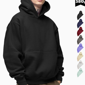 Sweat-shirt à capuche pour homme en molleton français lourd, coupe classique, écologique, pour l'automne, avec broderie essentielle et design - Product Image 1