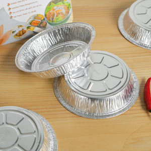 Whosale 2024 Custom Round Silver Food Grade Disposable Lunch Box Takeaway Food <b>Tray</b> BBQ Baking Tin <b>Foil</b> Container in Vietnam - Product Image 2