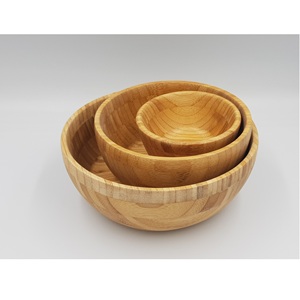 Bols en bambou écologiques OEM/ODM artisanaux en bois fabriqués à la main avec un design minimaliste D12H5/D14H7 Tailles pour le camping Origine Viet Nam - Product Image 1