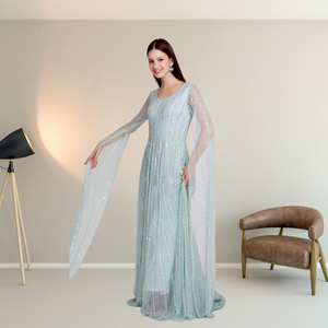 Robe de Soirée Haut de Gamme Brodée à la Main, Coupe Moderne, Col Rond et Tissu Léger, Idéale pour le Quotidien et l'Exportation - Product Image 2