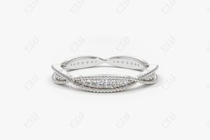 Sortija de boda Infinity Milgrain con diamantes cultivados en laboratorio, sortija delicada de oro sólido de 14K, para novia, novedad - Product Image 2