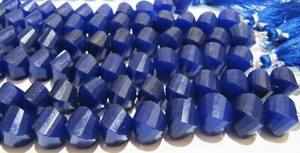 Perles de saphir bleu naturel de haute qualité, forme navette torsadée, 9-10 mm, vendues par brin de 10 pouces de long - Product Image 2
