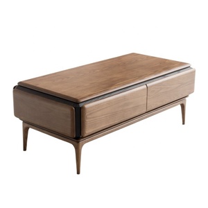 Table basse contemporaine en teck avec tiroirs de rangement au design moderne et style minimaliste pour le mobilier de salon - Product Image 4