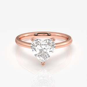 Anillo de Compromiso Solitario Pequeño con Corte de Corazón de Diamante Cultivado en Laboratorio con Oro de 14k, Elegantes Anillos de Diamantes - Product Image 5