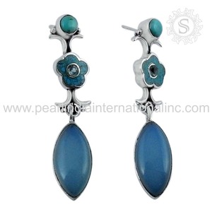 925 Sterling Silver Minimalist Design Boucle D'oreille Vintage À La Main Clouté Avec Multi Gemstone Gemstone Boucle D'oreille Pour Femme Et Filles - Product Image 4