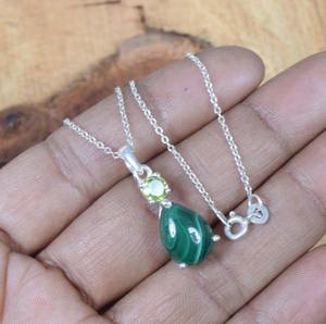 925 argent Sterling Malachite pierres précieuses pendentif bijoux fait à la main argent Boho Style pendentif bijoux pour femmes cadeau de mariage femme - Product Image 2