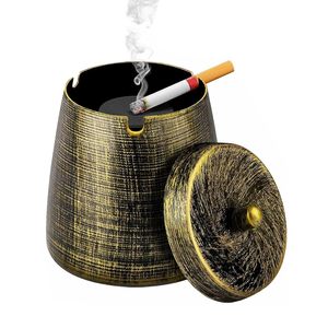 Cenicero para cigarrillos con tapa, Cenicero de Metal a prueba de viento Vintage para coche, oficina, sala de estar, exterior, interior, regalo elegante para fumadores - Product Image 6