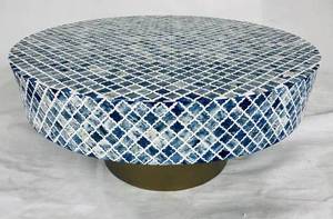 Table basse élégante faite à la main en incrustation d'os Design floral complexe Artisanat naturel artisanal de style religieux pour le salon - Product Image 2