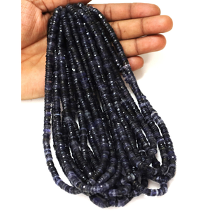 Cuentas Heishi de Iolita Facetada de Primera Calidad, Forma de Neumático, 5-7 mm, Iolita Natural AAA, Forma de Rueda Facetada, Piedra Preciosa, Cuentas al por Mayor - Product Image 4