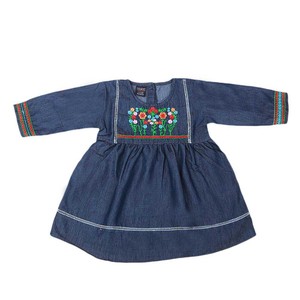Robe en jean brodée pour filles - Bleu foncé - Product Image 3