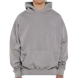 Mejor diseño Acid Wash Sudadera con capucha de gran tamaño Hombres Heavyweight French Terry Hoodie Grey Terry Fabric Knitted Hooded - Product Image 1