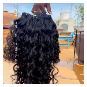 Máquina de doble trama cruda natural rizado sin procesar cutículas alineadas sin enredos extensiones de cabello humano indio al por mayor - Product Image 4