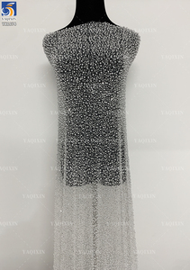 YX1174 1000gsm Heavy Weight Pearls 3D <strong>Lace</strong> <strong>Fabric</strong> for Wedding Dresses White 3D Sequined Pearls Net Bride <strong>Lace</strong> <strong>Fabric</strong> 5 Yards - Product Image 4