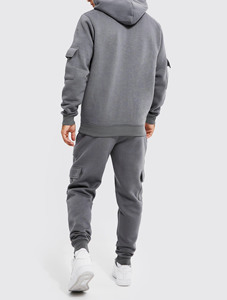 Logo imprimé personnalisé 220g Couleur personnalisée Streetwear Hiver Haute qualité 100% coton Pull à capuche uni pour homme Ensemble de survêtement - Product Image 4
