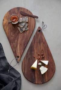 Planche à découper de cuisine en marbre blanc et bois d'acacia Planche à fromage Planche à charcuterie - Product Image 4