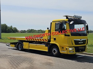 Camión MAN 12.220 TGL usado del 2021 con plataforma deslizante lateral para transporte de automóviles, camión de remolque de plataforma plana, remolques, plataforma hidráulica - Product Image 2