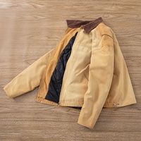 Blouson de travail vintage délavé à l'acide avec logo personnalisé pour hommes Blouson punk en toile lourde avec fermeture éclair Streetwear pour l'hiver