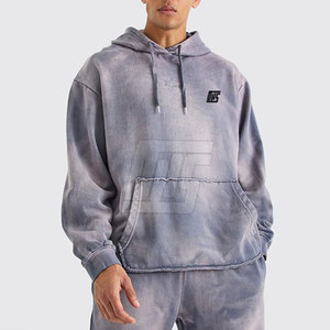 Men Street Style Acid Wash Oversize Tracksuit Relaxed Fit Cotton <b>Fleece</b> <b>Hoodie</b> Jogger Outfit - Product Image 6