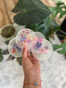 ชุดถาดรองแก้วทำจากเรซินและไม้ช่างฝีมือพื้นผิวมันวาวสวยงามลวดลายและสีสันสดใสจานรองแก้วหินสำหรับงานกิจกรรม - Product Image 3