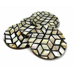 Posavasos hecho a mano con incrustaciones de nácar de Tradebyd, decoración de mesa de lujo para uso doméstico - Product Image 1