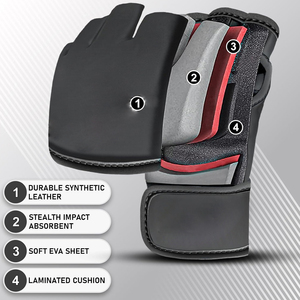 Guantes MMA de calidad superior fabricados en Pakistán, al mejor precio competitivo, producto más nuevo, servicio OEM, cuero duradero, 8oz, 12oz, uso en exteriores - Product Image 6