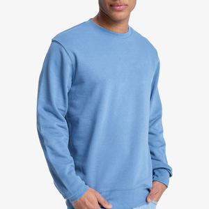 Suéter de hombre acanalado de cuello redondo de diseño personalizado Color sólido 100% algodón jersey personalizado estilo Streetwear sudadera para exteriores - Product Image 2