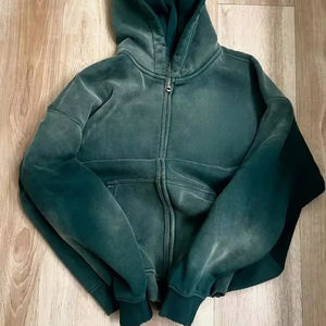 Sudadera con capucha unisex personalizable 100% algodón lavado ácido de alta calidad bordado estilo casual vintage con logotipo personalizado para invierno - Product Image 1