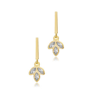 Bar <b>Stud</b> Earrings Handmade Turkish Wholesale 925 Sterling Silver Jewelry Elegant Flower Charm CZ Stone Silver - Product Image 3