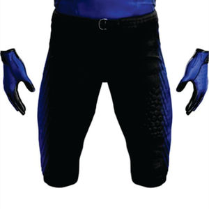 ชุดฟุตบอลอเมริกันแบบระเหิดโพลีเอสเตอร์สำหรับผู้ชายชุดเสื้อทีมผ้าทอแบบสั้นระบายอากาศสีน้ำเงินสีดำสิ่งทอลายทแยง100% ออกแบบได้ตามต้องการ - Product Image 5