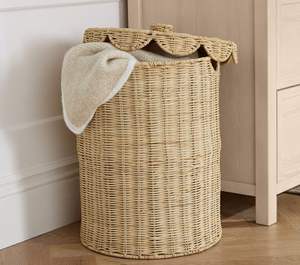 Panier de rangement rond en rotin avec couvercle, fait à la main, naturel, grand, pour le linge, les jouets, décoration de la maison, fabriqué par VgreenArt au Vietnam - Product Image 1