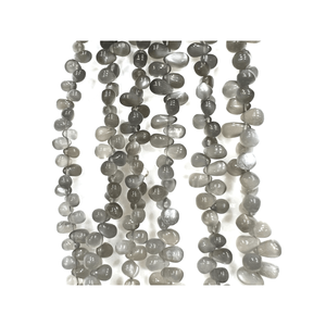 Cuentas de Piedra Lunar Gris Natural de Primera Calidad, Tamaño Personalizado, Forma de Gota de Pera Lisa, para Fabricación de Joyas, 8 Pulgadas - Product Image 1