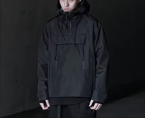 OEM Custom Printed <b>Pullover</b> Coat Half Zipper Oversize Casual Winter Waterproof Canvas Front Pocket Stand Collar - Product Image 3