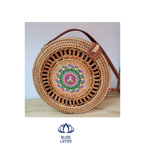 Bolsa de playa de ratán Vali Circle Vintage marrón hecho a mano moderno personalizado patrón Simple flor mujer llevar - Product Image 4