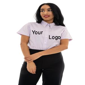 Chemise formelle d'été pour femmes avec logo personnalisé, 100% coton, manches courtes, col en V, bouton, tenue de bureau professionnelle, Bangladesh - Product Image 5