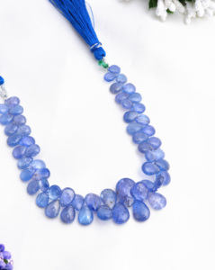 Perles lisses en Tanzanite naturelle, 8 pouces, perles en forme de goutte d'eau en Tanzanite naturelle pour la création de bijoux fins, perles de qualité supérieure - Product Image 2