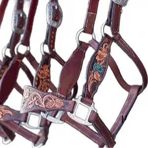Horse Halter High Comfort & High Quality Leather Horse Headcollar con herrajes de latón portátil a precio al por mayor Venta caliente - Product Image 1