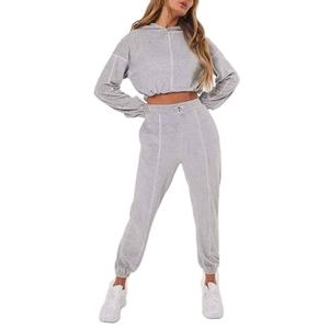 Nouveauté Ensemble survêtement deux pièces pantalon de survêtement et sweat-shirt uni Ensembles de vêtements de sport pour femmes 2026 Ensembles de survêtement décontractés doux pour femmes - Product Image 1