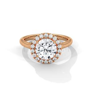 Anillo de Compromiso Solitario Halo de Plata de Ley 925 Hecho a Mano Personalizado con Diamante Cultivado para Bodas y Eventos - Product Image 2