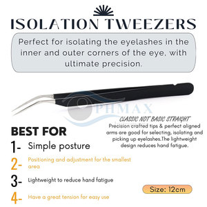 Pinzas de pestañas profesionales Acabado de color para pestañas clásicas y voluminosas Pinzas de extensión de pestañas recubiertas de color Premium - Product Image 6