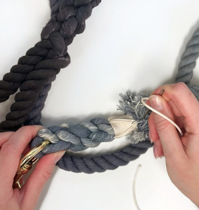 Rope Dog Leash Ombre Grey Cotton Leash - Clean <b>Slate</b> - Cute Dog Leash - Gift for Her Cotton Rope Handmade Dog Leash Pet Leash - Product Image 2