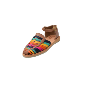 Sandales plates en cuir véritable de différentes couleurs, bout fermé, fermeture à boucle, chaussures décontractées, semelle en caoutchouc, semelle intermédiaire en EVA. - Product Image 2
