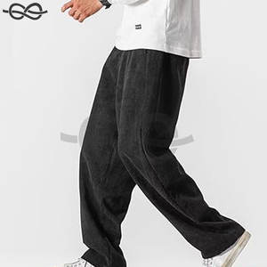 Pantalones de pana para hombre, cintura expandible, estilo holgado, informales, holgados, de ajuste relajado, de algodón, cómodos pantalones informales rosas - Product Image 5