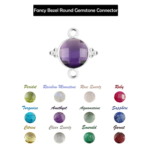 Plata de Ley 925, aguamarina redonda, facetada piedra preciosa, bisel elegante, dos bucles, collar DIY, pulsera, conector para hacer joyas - Product Image 6