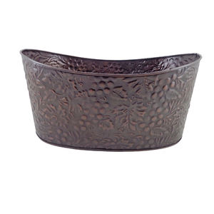 Lot de 3 pots de fleurs ovales en métal de conception unique de taille moyenne couleur bronze pour le sol, le jardin et la décoration de la maison - Product Image 3