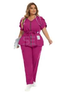 Vêtements de travail unisexe uniformes extensibles polyester spandex pour infirmière ensembles de gommages médicaux à la mode en vente - Product Image 3