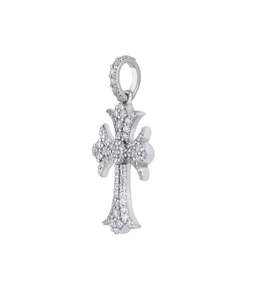 Pendentif en diamant MOISSANITE Chrome Heart Cross avec finition plaquée or blanc 14 carats, style hip hop - Product Image 4